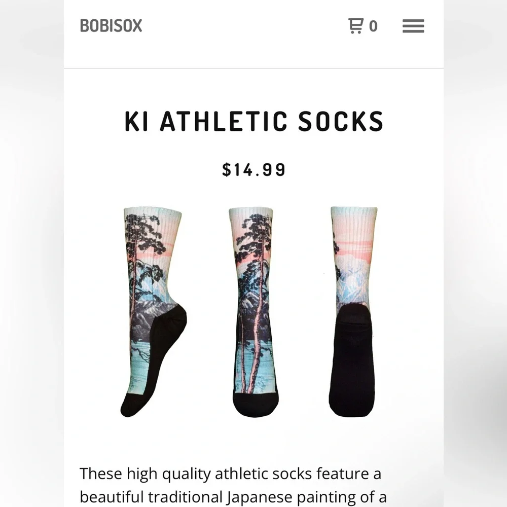 2 pairs Bobisox Athletic crew socks bundle art print floral mountains size 5-8
